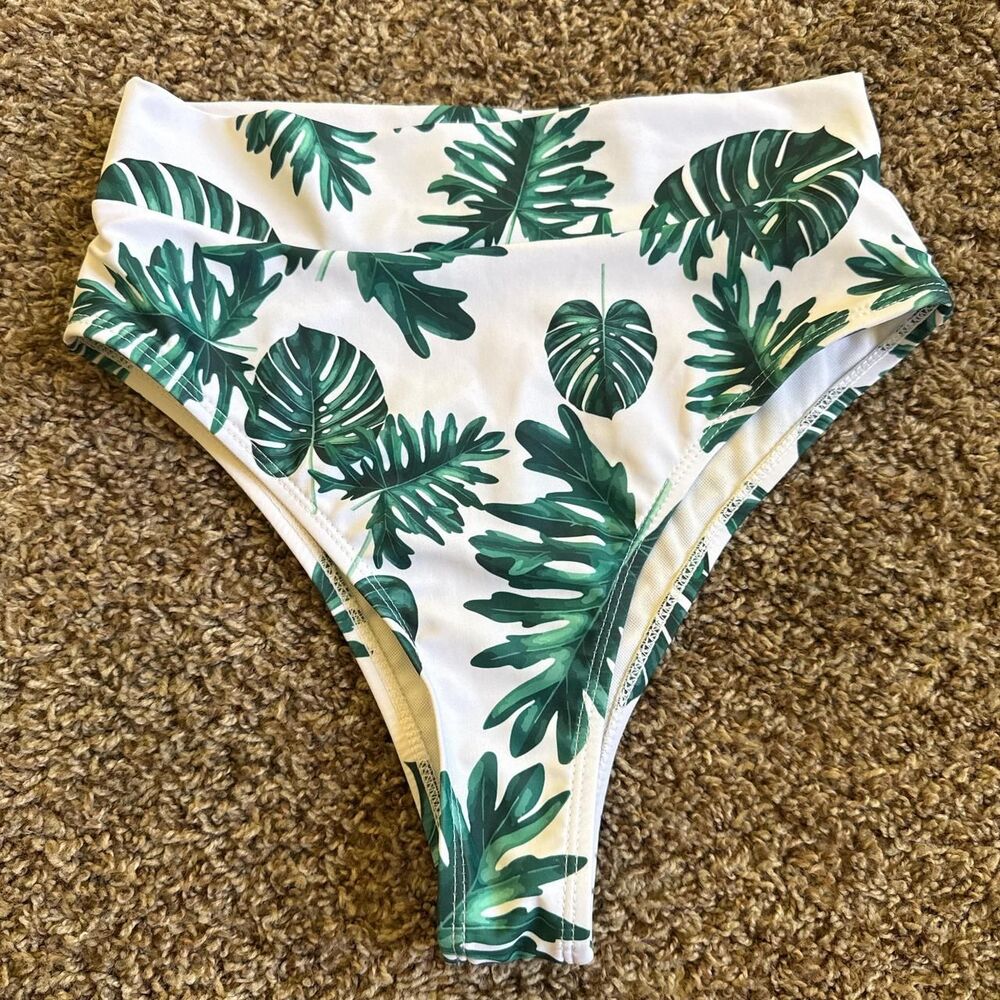 Unbranded Women's White and Green Bikini-and-tankini-bottoms